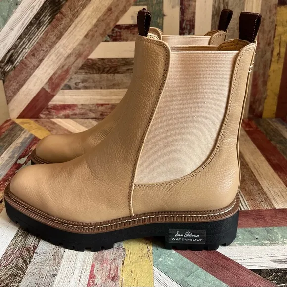 Sam Edelman Laguna Women's Chelsea Boots NEW Sesame Boho Waterproof Y2K SZ 8.5