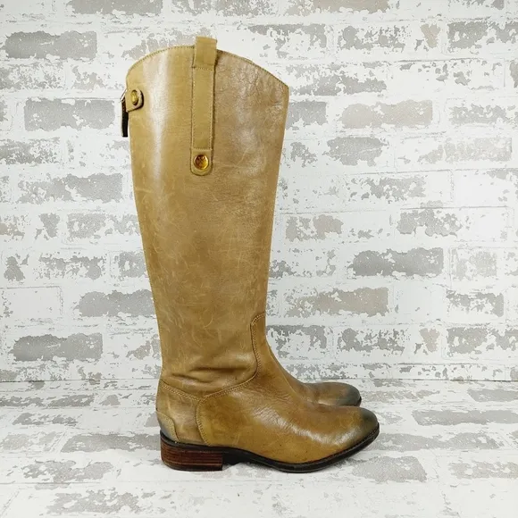 Sam Edelman Penny Brown Leather Zip Up Riding Boots H590