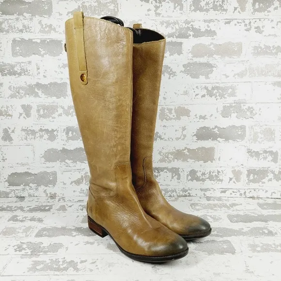 Sam Edelman Penny Brown Leather Zip Up Riding Boots H590
