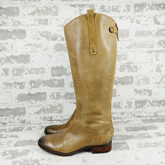 Sam Edelman Penny Brown Leather Zip Up Riding Boots H590