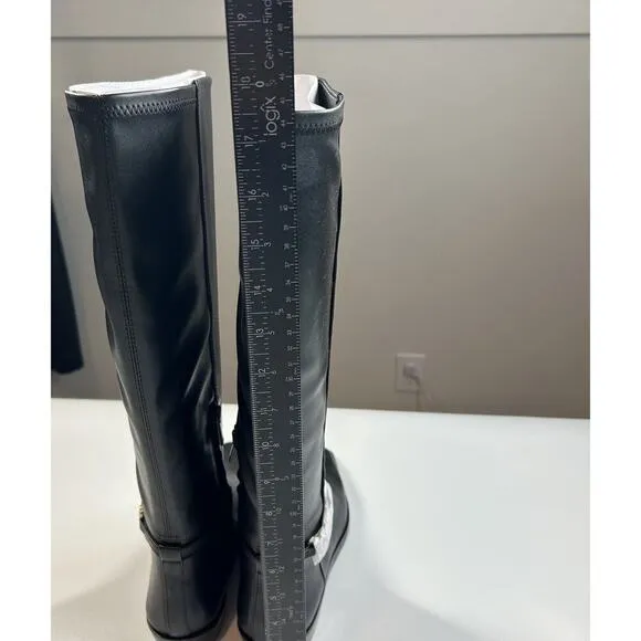 Sam Edelman Riding Boots Women's 7.5 Clive Embellished Black Tea Zip