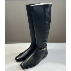 Sam Edelman Riding Boots Women's 7.5 Clive Embellished Black Tea Zip
