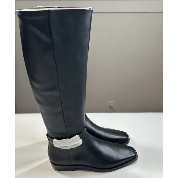 Sam Edelman Riding Boots Women's 7.5 Clive Embellished Black Tea Zip