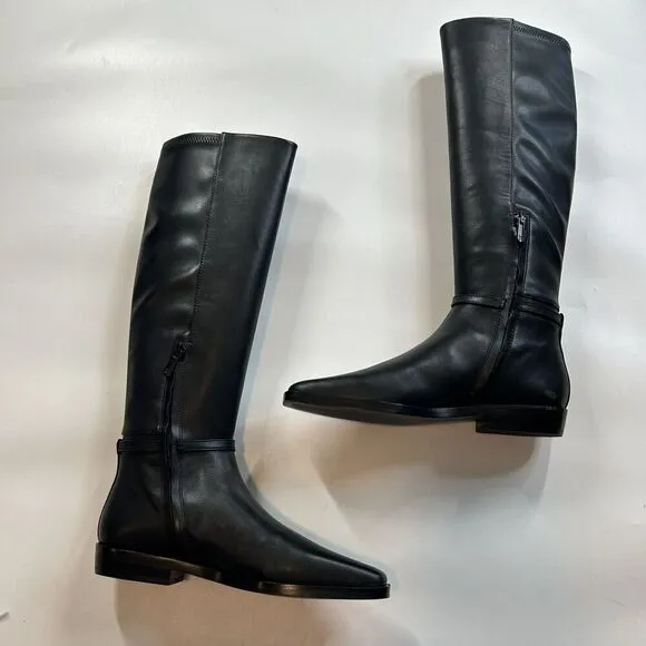 Sam Edelman Riding Boots Women's 7.5 Clive Embellished Black Tea Zip