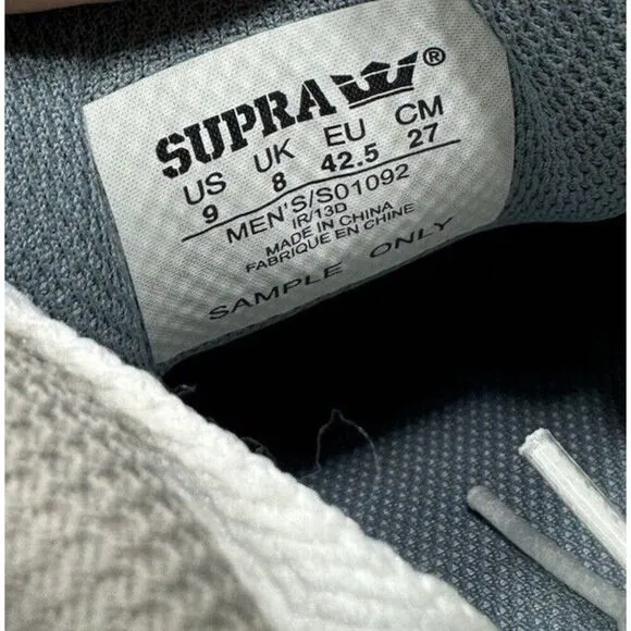 SAMPLE Supra Axle Men's Size 9 White Leather Skate Sneaker Shoes S01092
