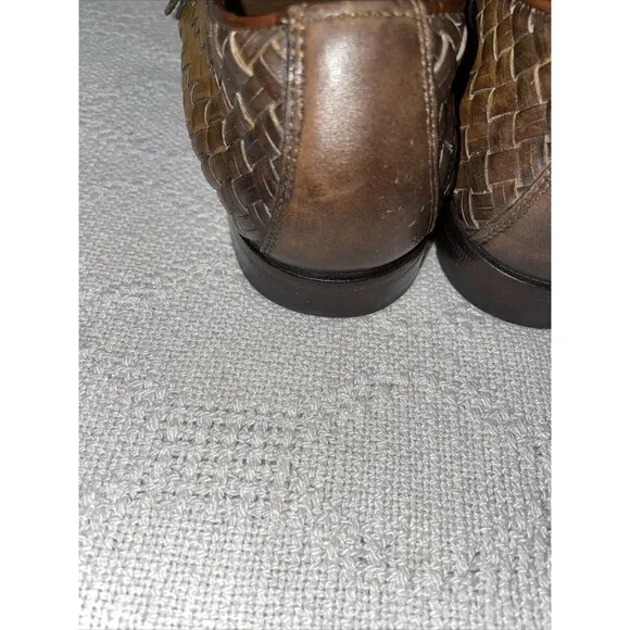 Santoni Women’s Double Monk Weave Shoes Size 38 U.S. 7 M Brown Leather Comfort