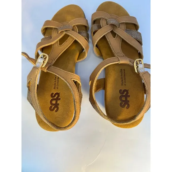 SAS Aurora Brown Sandals Size 7.5 W Like New