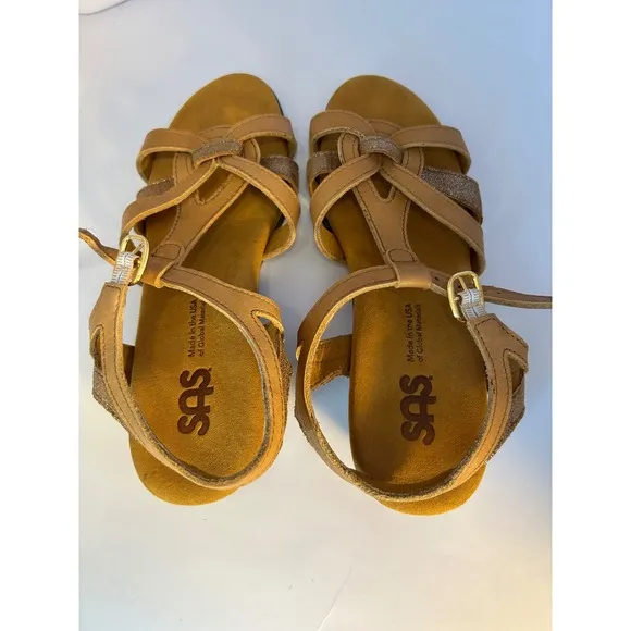 SAS Aurora Brown Sandals Size 7.5 W Like New