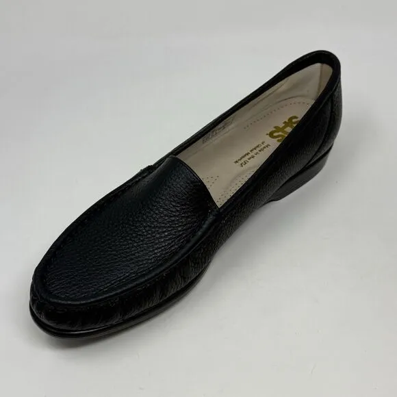 SAS Simplify Loafers Womens 10.5 N Narrow Black Leather Casual Slip On Shoes