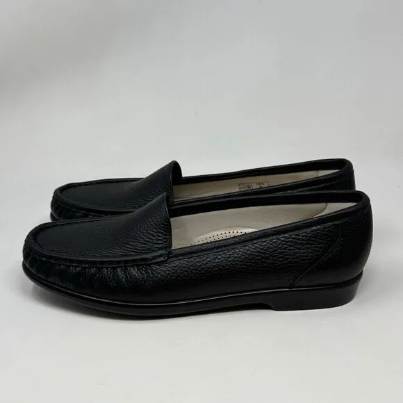 SAS Simplify Loafers Womens 10.5 N Narrow Black Leather Casual Slip On Shoes