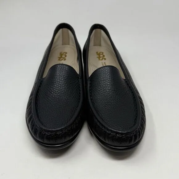 SAS Simplify Loafers Womens 10.5 N Narrow Black Leather Casual Slip On Shoes