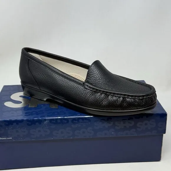 SAS Simplify Loafers Womens 10.5 N Narrow Black Leather Casual Slip On Shoes