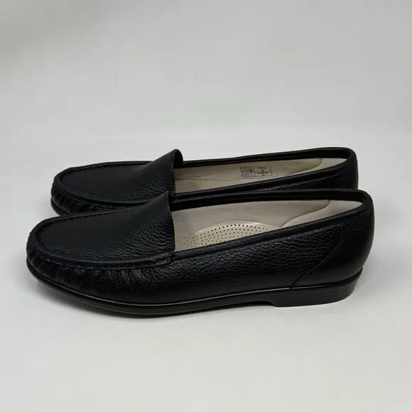 SAS Simplify Loafers Womens 10.5 N Narrow Black Leather Casual Slip On Shoes