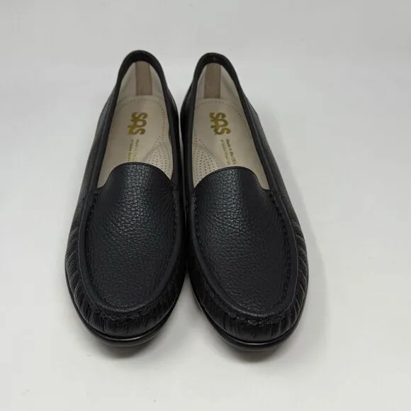 SAS Simplify Loafers Womens 10.5 N Narrow Black Leather Casual Slip On Shoes