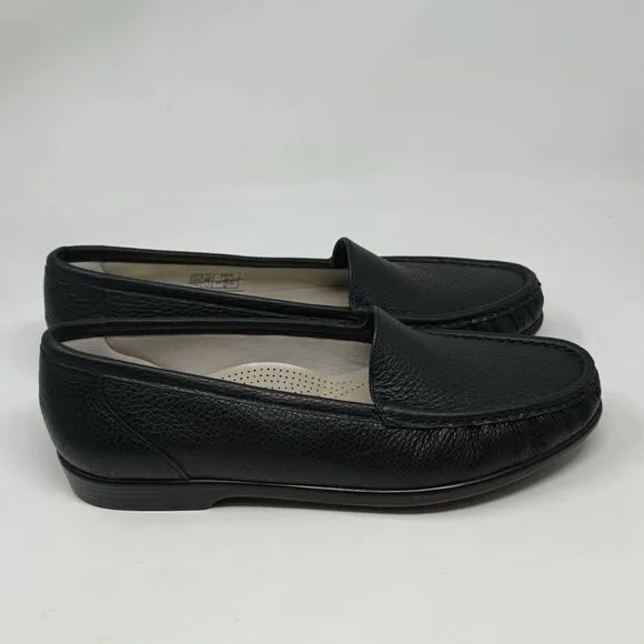 SAS Simplify Loafers Womens 10.5 N Narrow Black Leather Casual Slip On Shoes