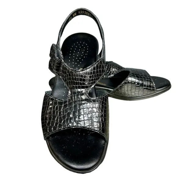 SAS Tripad Comfort Black Leather Sandals, Size 6