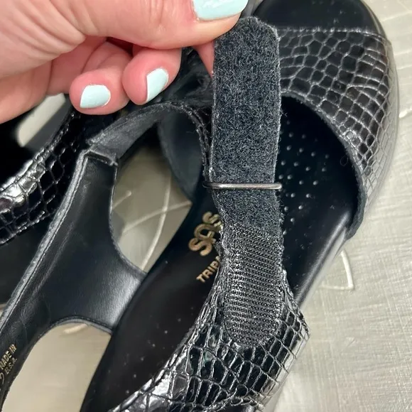 SAS Tripad Comfort Black Leather Sandals, Size 6