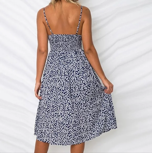 Sassy Sweetheart Smock Dress - Navy