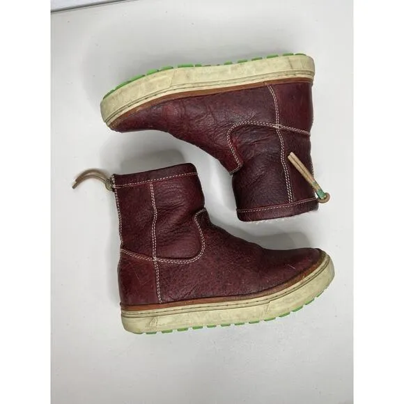 Satorisan Red Leather Wool Lined Boots Women's Size 37/6-6.5