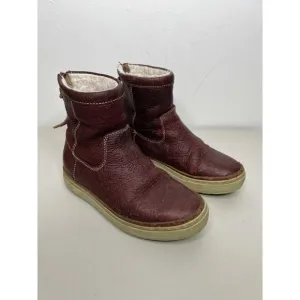 Satorisan Red Leather Wool Lined Boots Women's Size 37/6-6.5
