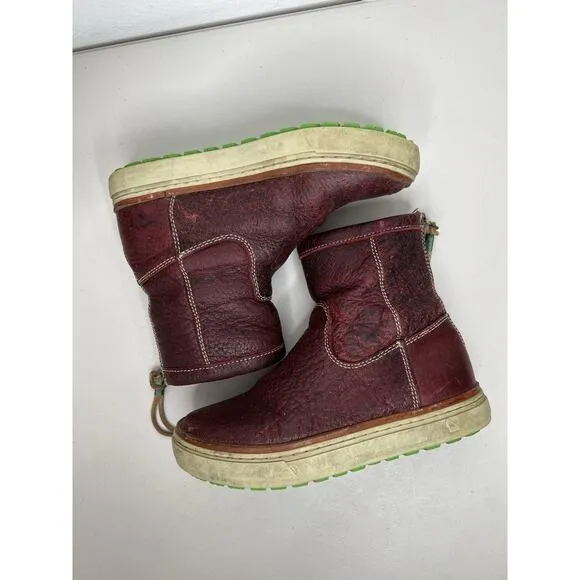 Satorisan Red Leather Wool Lined Boots Women's Size 37/6-6.5
