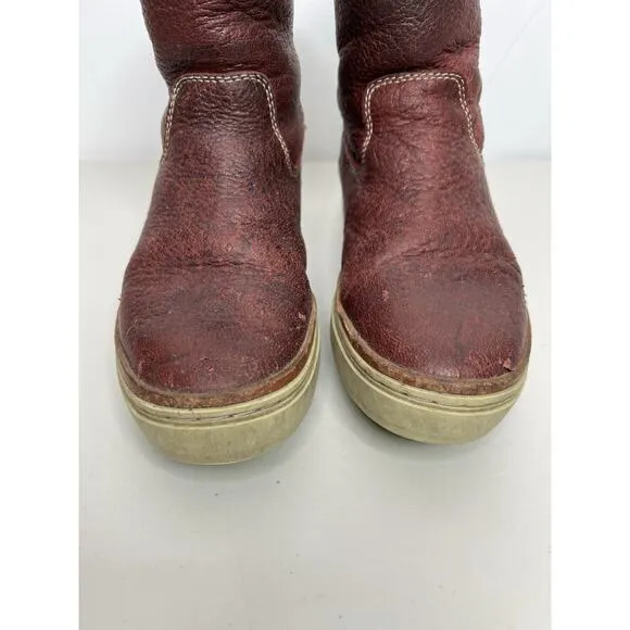 Satorisan Red Leather Wool Lined Boots Women's Size 37/6-6.5