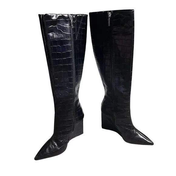 Schutz Asya Up Wedge Pointed Toe Knee-High Boots Women’s US 6.5 In Box