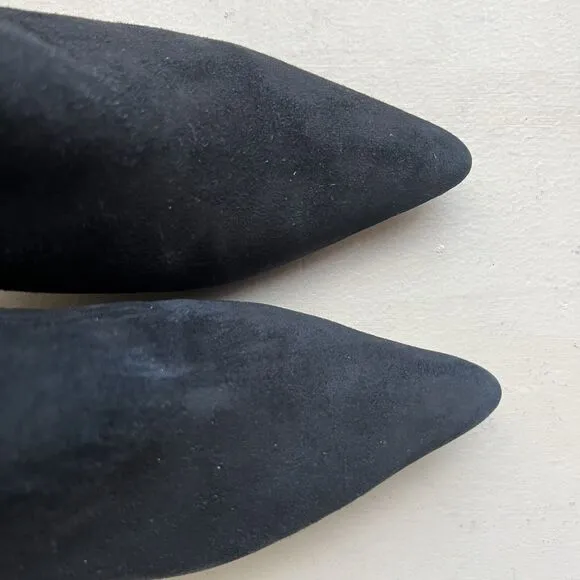 Schutz Bette Black Suede Pointed Toe Ankle Heeled Bootie Side Zip Women’s 6.5 B