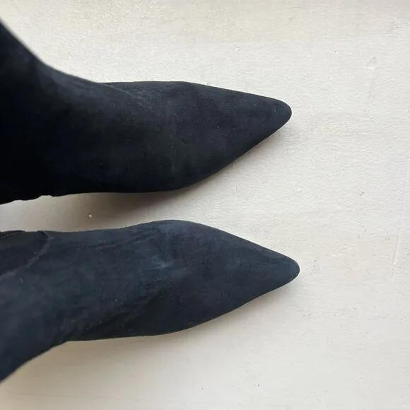 Schutz Bette Black Suede Pointed Toe Ankle Heeled Bootie Side Zip Women’s 6.5 B