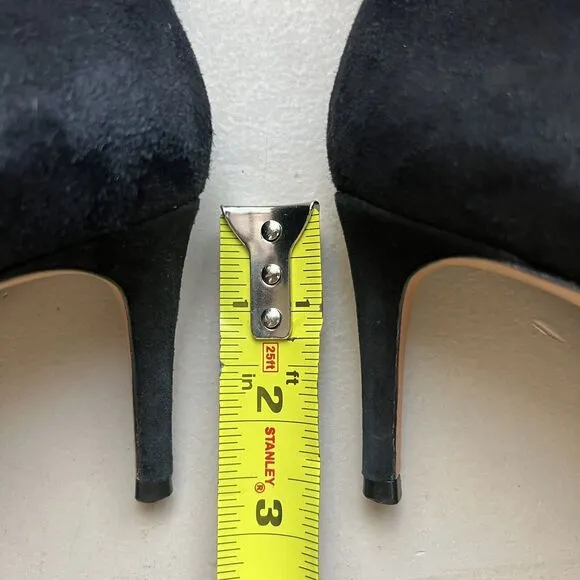 Schutz Bette Black Suede Pointed Toe Ankle Heeled Bootie Side Zip Women’s 6.5 B