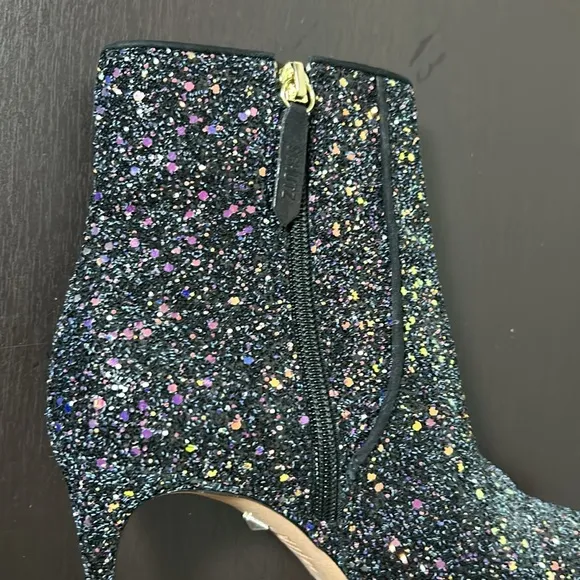 Schutz Glitter Ankle Boots Black Sequin Sparkle Leather Anthropologie Sz 6