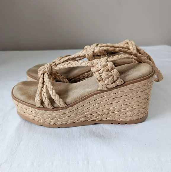 Schutz Revolve Geissa Platform Wedge Espadrille Sandals
