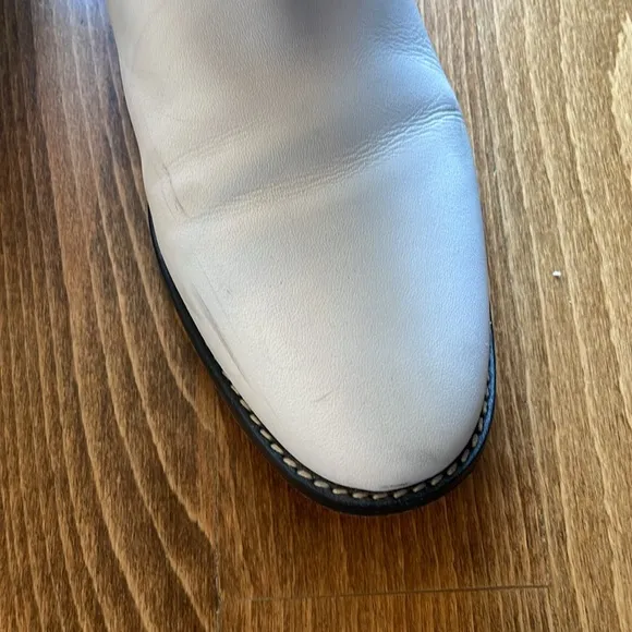 See by Chloe Boots Womens Leather Cowboy Boots White Boots Size 38