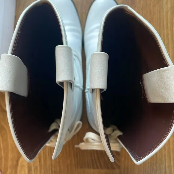 See by Chloe Boots Womens Leather Cowboy Boots White Boots Size 38