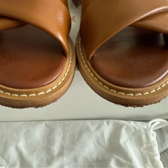 See By Chloe Brown Sandals with Gold Buckle