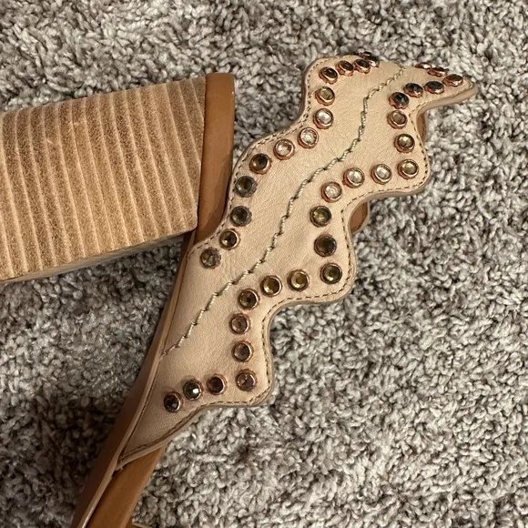 See By Chloe Embellished Nude Leather Sandals Heels Size 41 *damaged*