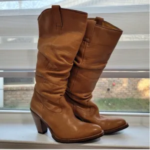 SENDRA Spain Slouch Cognac Leather Western Boots Size 10