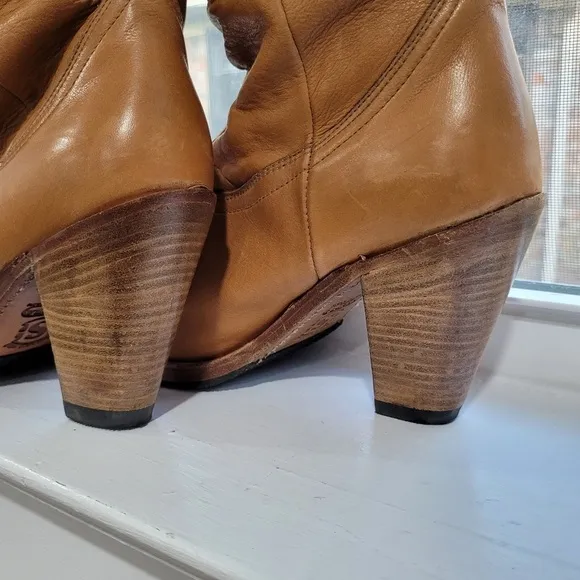 SENDRA Spain Slouch Cognac Leather Western Boots Size 10