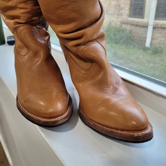 SENDRA Spain Slouch Cognac Leather Western Boots Size 10