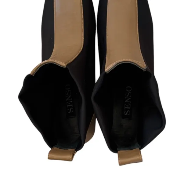 Senso Gwennie Fudge Leather Booties in tan/black size 38 (7.5). NWOB