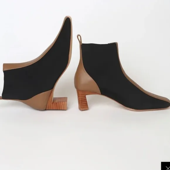 Senso Gwennie Fudge Leather Booties in tan/black size 38 (7.5). NWOB