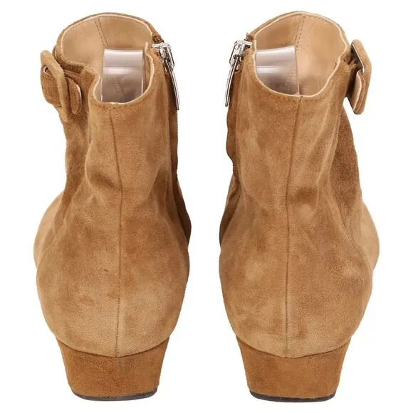 Sergio Rossi Buckled Strap Ankle Boots in Brown Suede