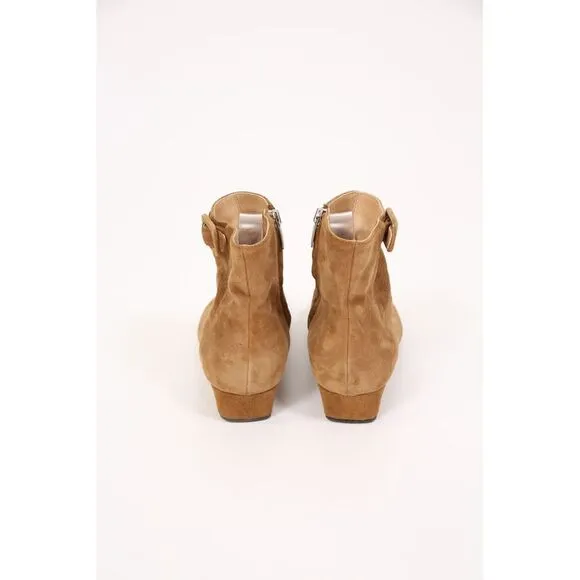 Sergio Rossi Buckled Strap Ankle Boots in Brown Suede
