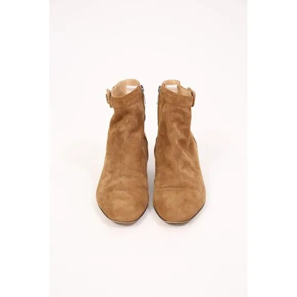 Sergio Rossi Buckled Strap Ankle Boots in Brown Suede