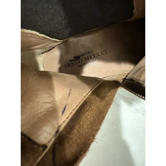 Sesto Meucci teddy‎ Booties Suede Leather Womens SZ 37 6.5 - Made in Italy NEW