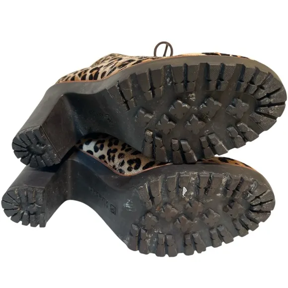 Sexy 3 1/2” Heel Chunky Leather Leopard Ankle Boots Sz 7