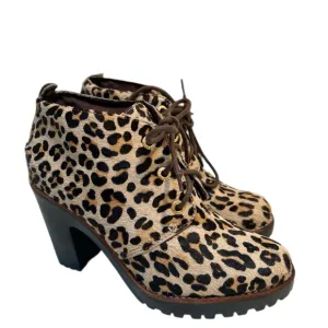 Sexy 3 1/2” Heel Chunky Leather Leopard Ankle Boots Sz 7