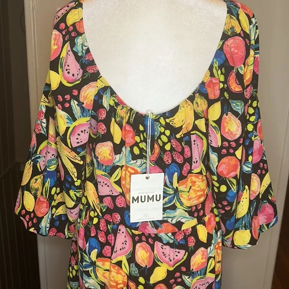 Show Me Your Mumu Day or Night Midi Dress in Fruity Tango Print NWT Size Small