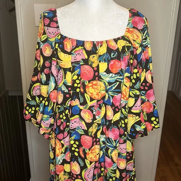 Show Me Your Mumu Day or Night Midi Dress in Fruity Tango Print NWT Size Small