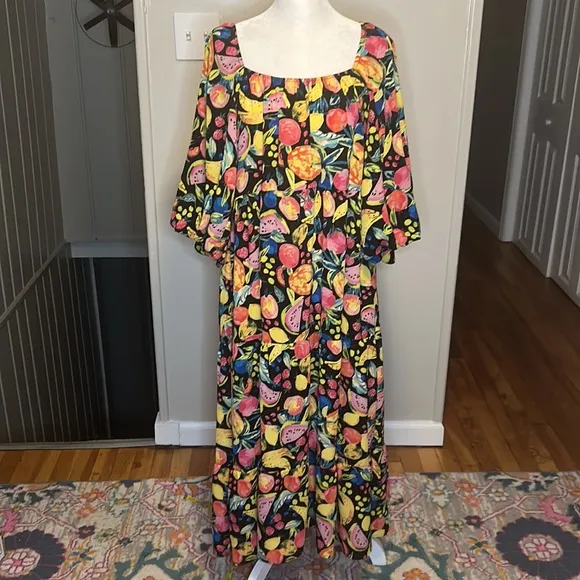 Show Me Your Mumu Day or Night Midi Dress in Fruity Tango Print NWT Size Small
